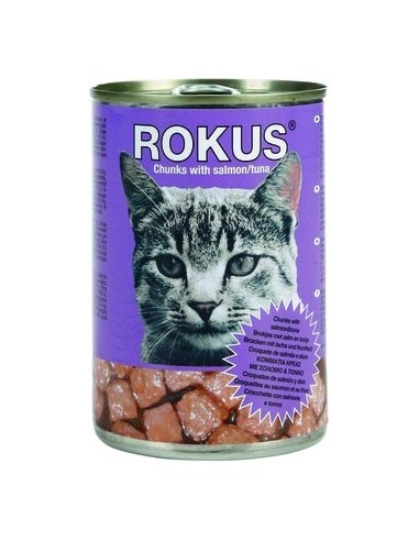 Rokus Cat Adult Trossos de Tonyina i Salmó. 410 gr 8015912503329