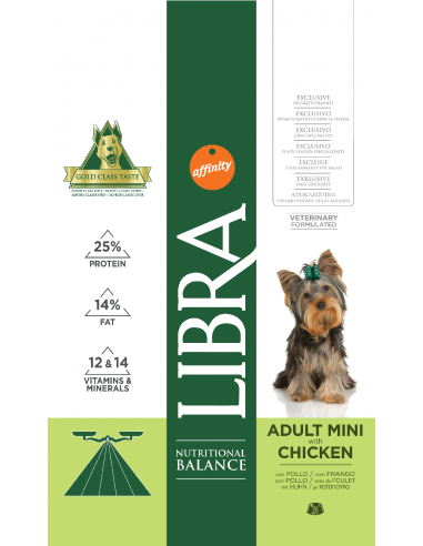 Libra Dog Adult Mini 3 kg. Pinso Gossos Adults Races Mini i Petites Dieta Normal Pollastre 8410650170411