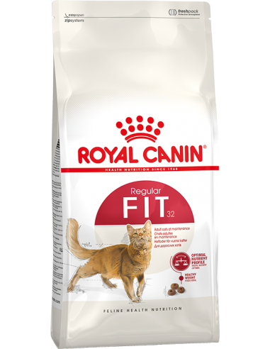 Royal Canin Health Nutrition Cat Regular Fit 32 10 Kg. Pinso Gats Adults Totes les Races Sobrepès Au Arròs Porc  3182550702249